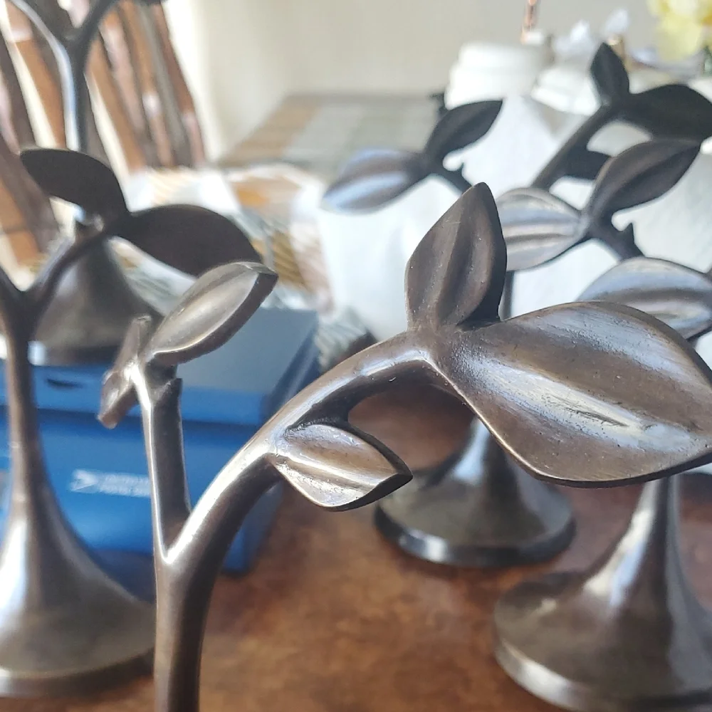 Pottery Barn Bronze Leaf Candle Holders